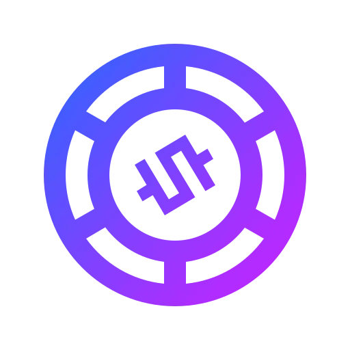 Purple casino chip icon with currency symbol