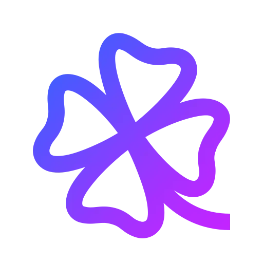 Purple stylized four-leaf clover icon