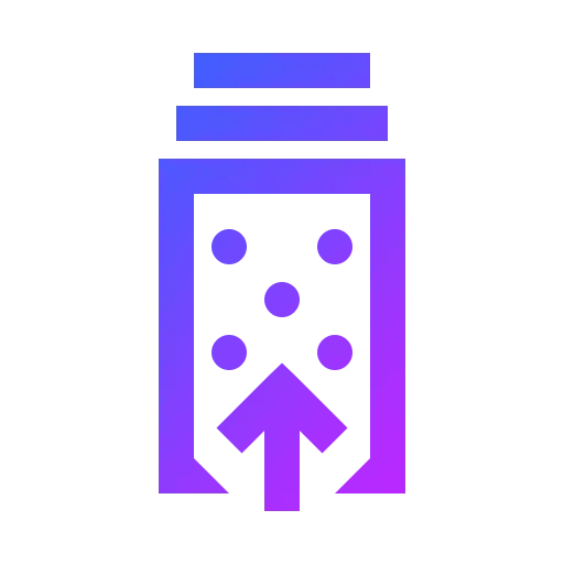 Icône violette de levier de machine à sous avec flèche vers le haut